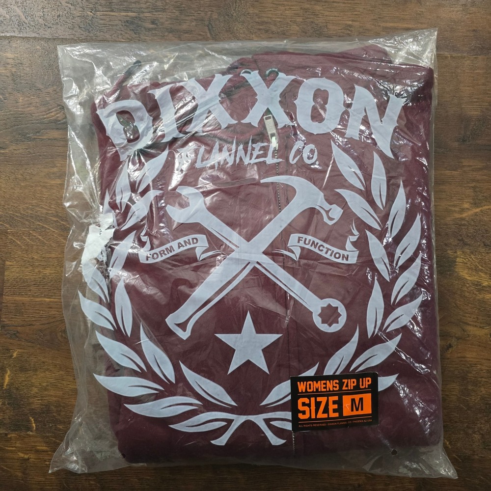 Dixxon Flannel Co Vixxon Women Zip Up Hoodie Burgundy Maroon Graphic Size Medium